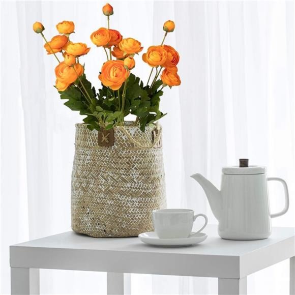 Artificial Silk Flowers Persian Ranunculus(Asian Buttercup 5 Bundles) (Orange) - Picture 6 of 6
